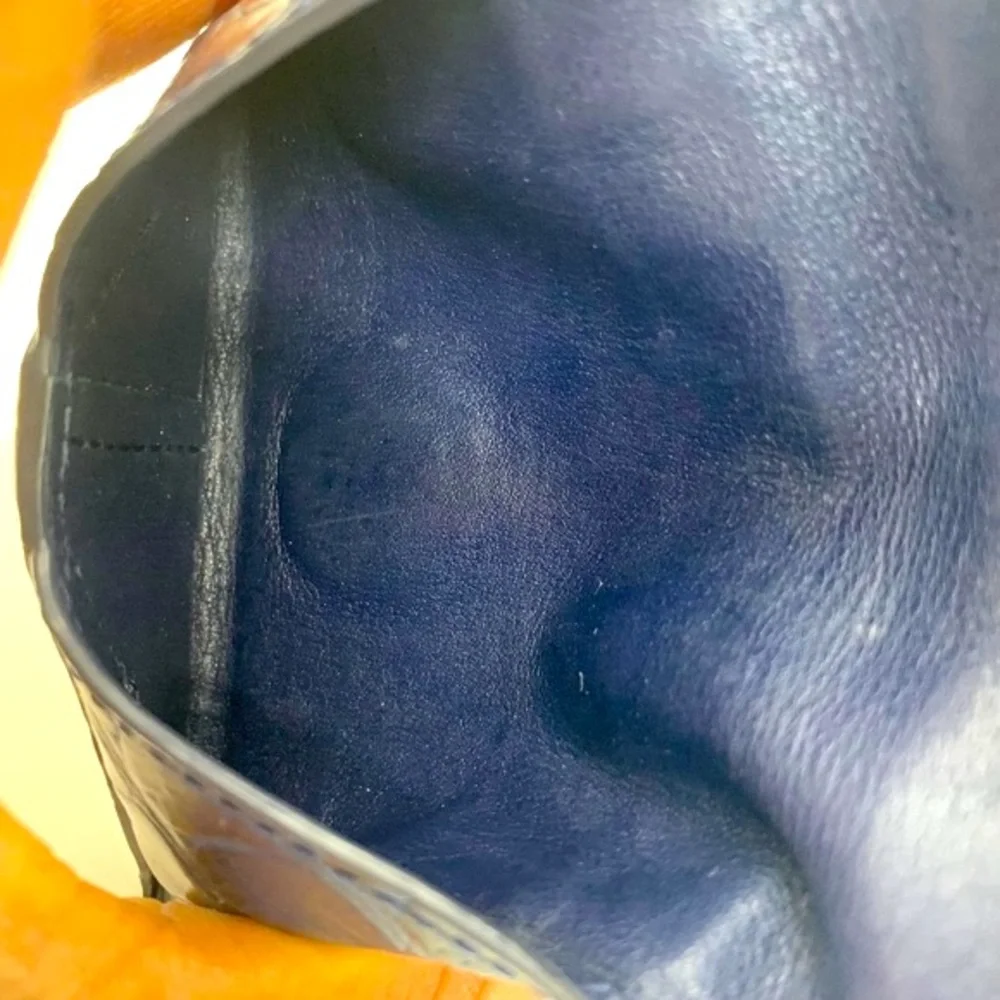 Tory Burch Parker Embossed Foldable Card Case Navy Professional Quite Luxury - Picture 8 of 9